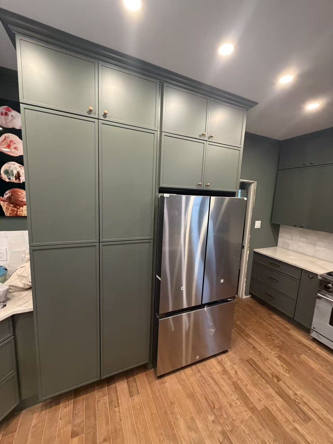 Tall cabinets finished with crown molding